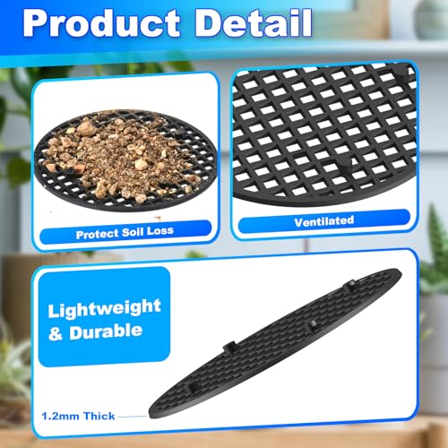 Cosmos Flower Pot Hole Mesh Insert Bottom Grid Pad Plastic Rigid Round Bonsai Drainage Mesh Screen & Netting for Garden Flower Plant Pot, 90 Pcs 3 Assorted Sizes