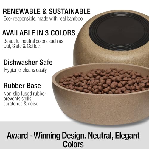 Loving Pets - Dolce Bamboo - Eco-Friendly Pet Bowls & Dishes for Dog, Cats, Puppy Food and Water Bowl -Sustainable and Dishwasher Safe, Made with Real Bamboo (Large, Coffee-Brown) - color: Coffee Brown, size: Large Bowl