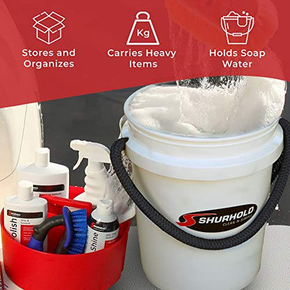 Shurhold 2451 White 5 Gallon Bucket with Black Rope Handle (Pack of 2) - color: White, size: 5 Gallon (Pack of 2)