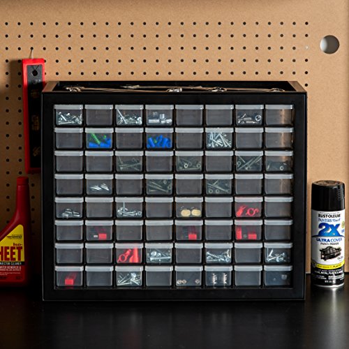 IRIS USA 64-Drawer Screw Organizer, Hardware Storage, Made in USA, Black | Wall mountable, Stackable, Building Bricks, Garage Tool Storage, Art & Craft Supplies, Beads, Gem Stones - color: Black, size: 64 Drawer