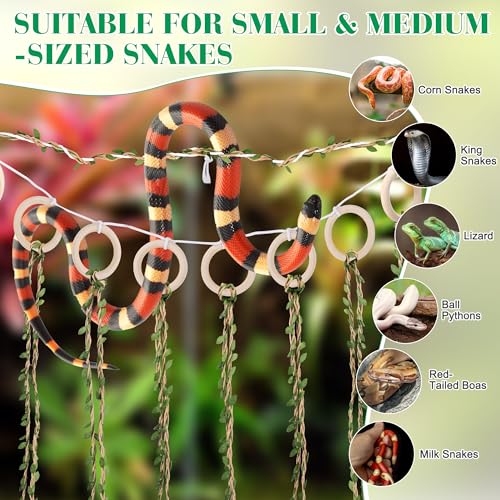 Snake Climbing Vines with Jungle Vines Kit for Reptiles | Snake Enclosure Accessories for Ball Pythons, Corn Snakes, Bearded Dragon, Chameleon, Lizard, Snake Enrichment Toys