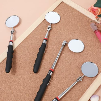 6 Pcs Telescoping Inspection Mirror 360 Rotation Round Inspection Mirrors Flexible Circular Inspection Mirror with Extended Handle for Checking Vehicle Condition