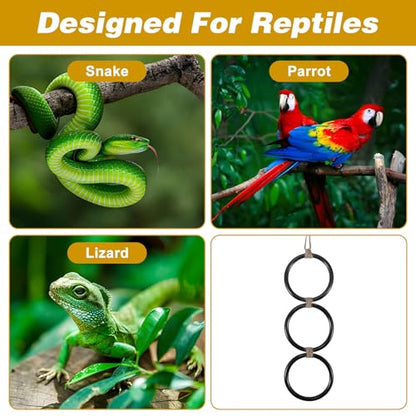 Snake Enclosure Accessories, Reptile Climbing Ring Hammock Set, Snake Tank Accessories for Ball Python, Corn Snake, Leopard Gecko, Chameleon, Lizard, Enrichment Toys Climbing Resting Perch