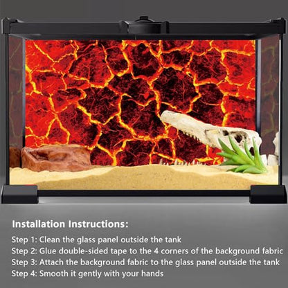 YongFoto Reptile Terrarium Background 36x18 inch Reptile Tank Background Heat Red Cracked Volcanic Eruption Lava Burning Ground Background Bearded Dragon Habitat Fish Tank Aquarium Background Backdrop - size: 36x18in/90x45cm