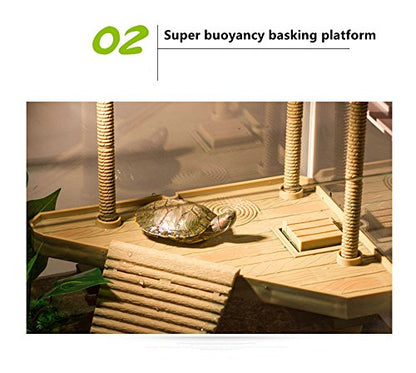 Aquarium Fish Tank Underwater Landscaping Resin Tortoise Turtle Reptiles Terrace Bridge Decorations Ornaments Accessories Floating Turtle Island Basking Platform (Large)