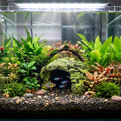 Reptile Hideout Cave Hide Small Resin Shelter Basking Decor for Terrarium Aquarium Gray 1 Pack 3.5 x 2.8 x 1.6 in Rock Style Secure Climbing Hide