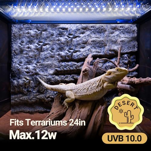 WACOOL TERRA Dimming LED UVB Reptile Light, 24“ LED Reptile Light Bar with Brightness Adjustment & 3 Light Modes, UVB 10