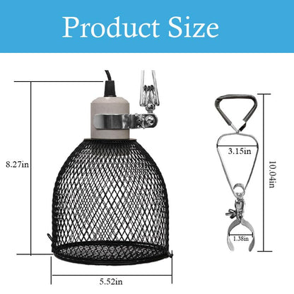 Reptile Heat Lamp Guard with Switch Ceramic Heat Emitter Basking Anti Scald Heating Lamp Holder Mesh Cage Reptile Protection Lampshades for Pet Amphibian Snakes Lizards Turtle, Bulb Not Included