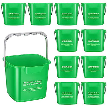 Lallisa 12 Pcs 3 Quart Cleaning Bucket Small Sanitizing Square Bucket Detergent Pail for Home Office Commercial Restaurant Kitchen Bathroom School (Green) - color: Green