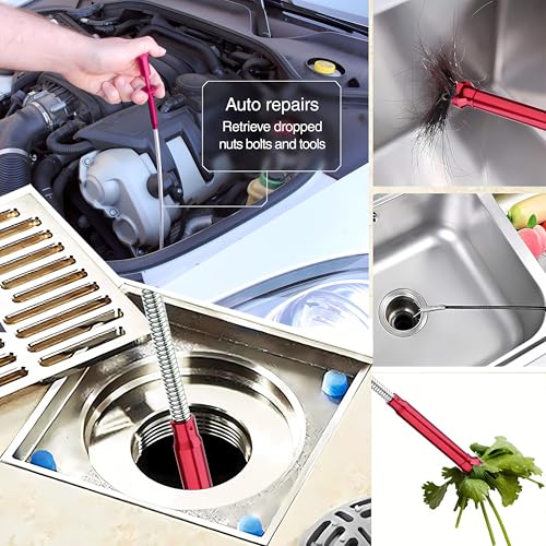 Flexible Magnetic Pickup Tool,Bendable Grabber Tool with 4 Claws & Strong Magnet – Flexible Claw Pick-Up Reacher for Narrow Spaces, Engine Bay, Sink, Drain, Jewelry, Keys, Metal Objects - size: 28.2 inch