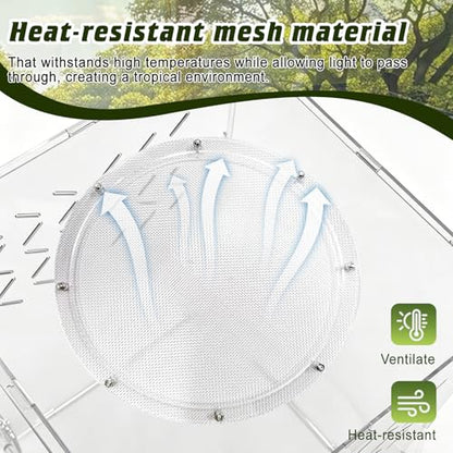 10 Gallon Acrylic Reptile Tank Enclosure,12x12x18 Fully Transparent Reptile Terrarium Acrylic Front Opening with Metal Translucent Mesh Top for Crested Gecko Lizards, Snakes, Chameleon