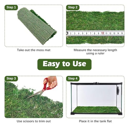 2 PCS Reptile Carpet Cuttable Terrarium Mat Artificial Moss Reptile Liner Green Substrate Flooring Bearded Dragon Tank Accessories for Leopard Gecko Lizard Snake Tortoise (11.81" x 23.62") - size: 11.81" x 23.62"(2 Pcs）