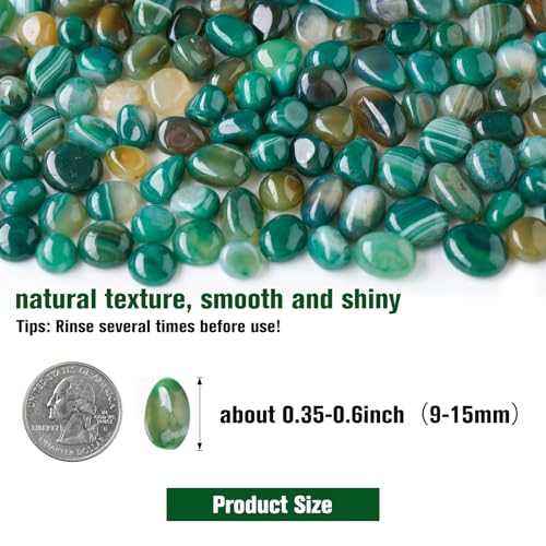 Halatool 1LB Green Agate Aquarium Gravel, 0.35"-0.6" Landscaping Pebbles | Polished, Safe, Fish Tank Gravel for Fish Tanks, Succulents, Plant Top Dressing, Fairy Gardens, Vase Filler, Home Decor - size: 1 LB, style: Green Pebbles