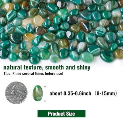 Halatool 1LB Green Agate Aquarium Gravel, 0.35"-0.6" Landscaping Pebbles | Polished, Safe, Fish Tank Gravel for Fish Tanks, Succulents, Plant Top Dressing, Fairy Gardens, Vase Filler, Home Decor - size: 1 LB, style: Green Pebbles