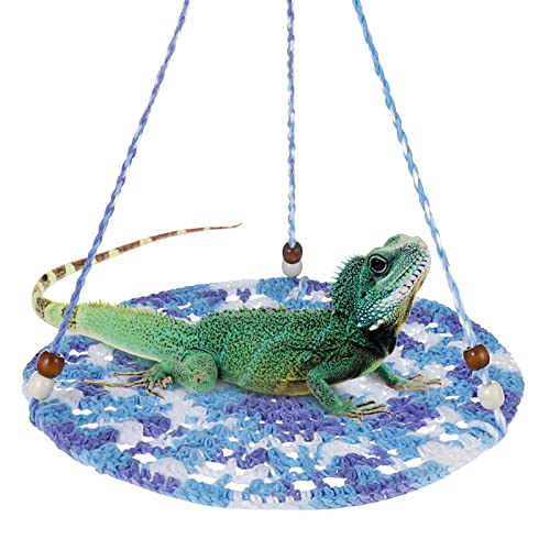 Jspupifip Reptile Hammock Bearded Dragon Accessories Hanging Hammock Blue | Small Pet Habitat Shelter Cage Accessories for Chameleon Birds Rats Hamster Iguana - color: Blue
