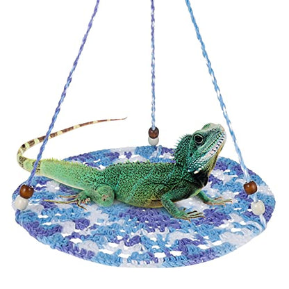 Jspupifip Reptile Hammock Bearded Dragon Accessories Hanging Hammock Blue | Small Pet Habitat Shelter Cage Accessories for Chameleon Birds Rats Hamster Iguana - color: Blue