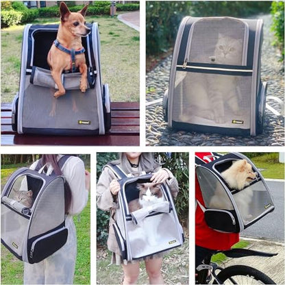 Texsens Innovative Traveler Bubble Backpack Pet Carriers for Cats and Dogs (Expandable-Black) - color: Expandable-Black