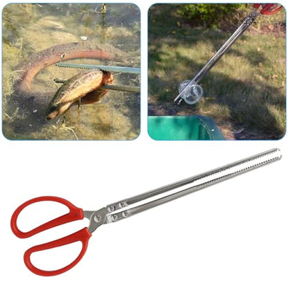 15 Inch Snake Feeding Tongs, Serrated Tip Steel Reptile Tweezers | Safe Extended Feeding Distance, Non-Slip Silicone Handle Grip, Versatile For Terrarium And Aquarium Maintenance