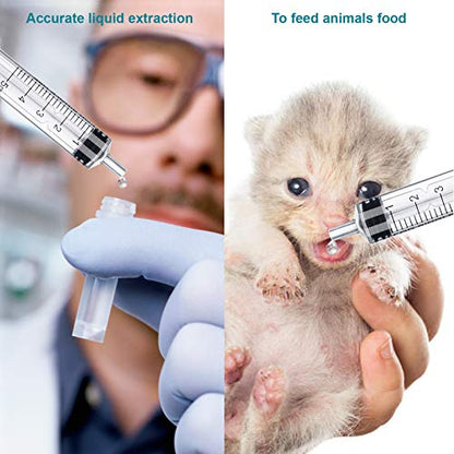 60Pack 5ml Syringe Without Needle - 5 ml Small Plastic Syringes Sterile Individually Packed with Cap for Lab Medicine Student Measuring Liquid and Pet Dog Cat Baby Feeding Oral Colostrum ( 5cc /ml )