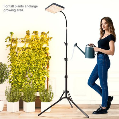25 Watt Grow Light with Stand, Enough Bright, NO Need Adapter, 4/8/12/16/20H 5-Mode Timer, Natural Sunlight Full Spectrum Plant Growing Lamps for Tall Houseplants & Bonsai Tree - size: 1Head Stand(25W)