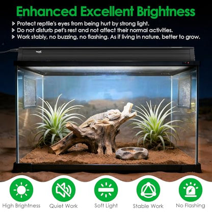 UVB Light for Reptiles Bearded Dragon, T5 UVB Reptile Light Fixture HO UVB Bulb Lighting Combo Kit 10.0 39W UVA UVB Reptile Light Bulb Terrarium Lamp Tube Bar for Snake Gecko Turtle Lizard, 34 Inch - size: T5-34Inch