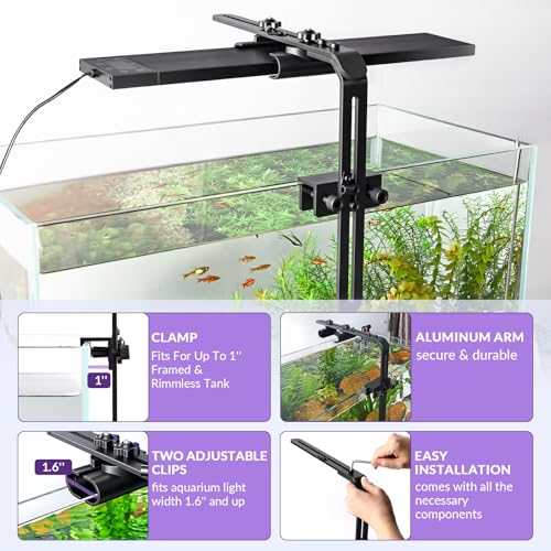 hygger Universal Aquarium Light Riser, Aluminium Adjustable Height/Front-to-Back Fish Tank Light Stand Mounting Bracket Aquarium Lamp Holder Fits 957 978 999 918 075 016