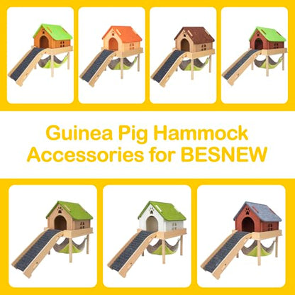 BESNEW Enlarged Guinea Pig Hammock,Bunny Ferret Hamster Small Animal Hammock for Hiding Sleeping,Wooden Guinea Pig Hammock Accessories - style: Hammock