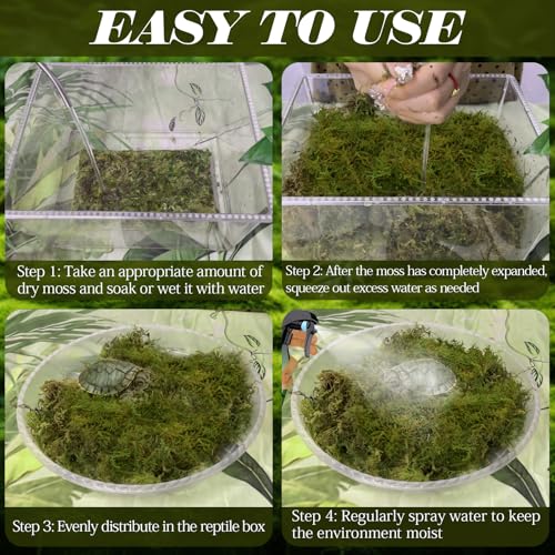 1.1 lb Premium Sphagnum Moss for Reptiles | 25 qt Green Natural Reptile Moss Bedding, Long Fiber Reptile Moss for Leopards, Geckos, Snakes, Turtles, Frogs - color: 1.1lb