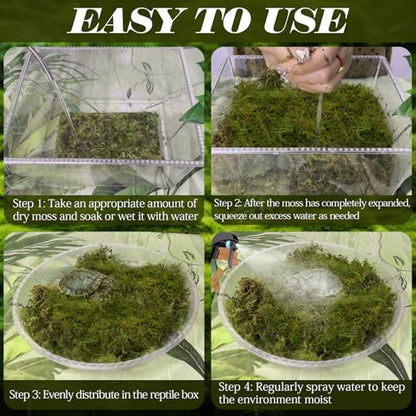 1.1 lb Premium Sphagnum Moss for Reptiles | 25 qt Green Natural Reptile Moss Bedding, Long Fiber Reptile Moss for Leopards, Geckos, Snakes, Turtles, Frogs - color: 1.1lb