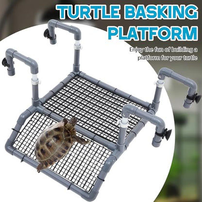 Adjustable X-Large Turtle Basking Platform, 19″ Wider Hanging Turtle Dock, DIY Ramp with PVC Pipes and Suction Cups Basking Area for Aquarium Tank 40/50/65/75/90 Gallon, Tank Accessories - style: Classic