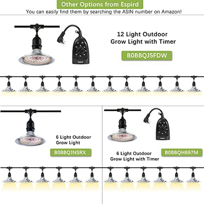 Outdoor LED Grow Light, 12-Light Full Spectrum Grow Light Strip, Waterproof Plant Growing Lamps, UL Certified String Grow Lights for Greenhouse Garden, 41FT Outdoor Grow Light for Veg Seedling - size: 12 Light without Timer