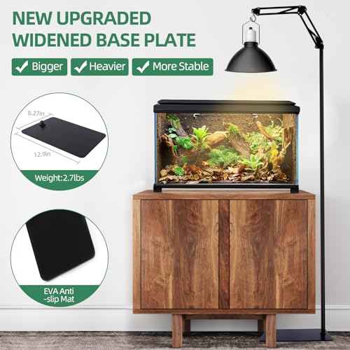 MECESOR 2 Packs 5.5 Inch Reptile Light Fixture and Reptile Lamp Stand Adjustable Height 15.7-73.6inch with 360°Adjustable Swing Arm