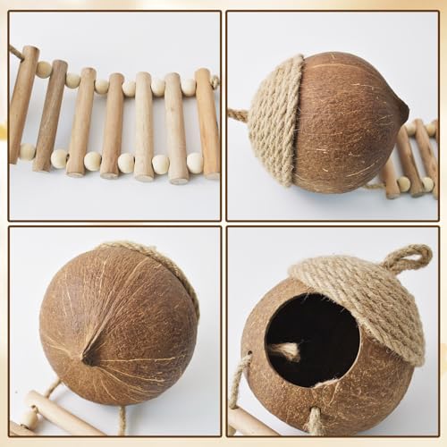 5 PCS Gecko Tank Accessories,Gecko Coconut Hide with Ladder Reptile Terrarium Plants Hammock Climbing Flexible Jungle Vine Tank Decor for Crested Gecko,Baby Bearded Dragon,Chameleon,Snake - style: 【Style C】