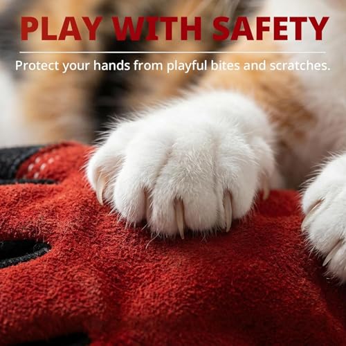 vclpower 16in Animal Handling Gloves Size L Fit for Men & Large Hands Bite Proof Double Leather Reinforced Padding Dog, Cat Scratch, Bird Handling Falconry Gloves Grabbing Reptile Squirrel Snake Bite