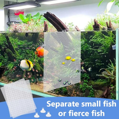 OLYCRAFT 4Pcs Fish Tank Divider 13x10 Inch Aquarium Divider with 24pcs Suction Cup White Aquarium Filter Bottom Tray Cuttable Aquarium Divider Fish Tank Separator for Fish Tank Divide Mixed Breeding