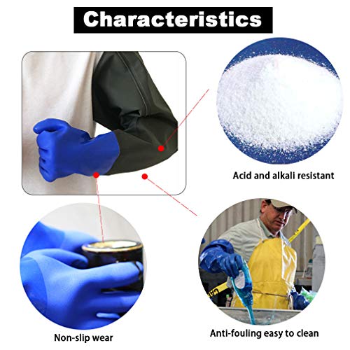 Eiito Drain Cleaning Gloves,Pond Gloves,Long Rubber glove,Waterproof Elbow Length Rubber gloves- 27 Inch Insulated Waterproof