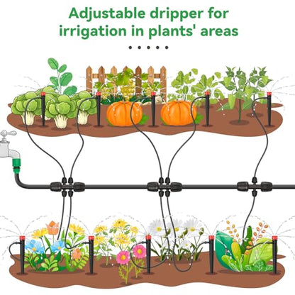100pcs Drip Irrigation Emitters for 1/4" Drip Tubing | Adjustable 360 Degree Water Flow, 5" Arrow Stake, Garden Irrigation Drippers, For 4-7mm Watering System Kit - size: 100pcs Drip Emitters