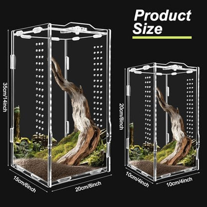 Micro Habitat Acrylic Reptile & Tarantula Enclosure, Small Tree Dwelling Reptiles, Amphibians, Spiders & Other Invertebrates - size: 8 * 8 * 14 inch