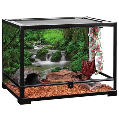 AWERT 48x24 inches Forest Terrarium Background Stream Green Huge Tree Reptile Habitat Background Stone Stream Tree Background Tropical Rainforest Aquarium Background - size: 48x24in/120x60cm