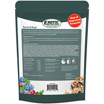 Berries & Bugs 3 lb. - All Natural High Protein High Fiber Insectivore Diet with Fruit, Gut-Loaded Insects, & Healthy Vitamins - Hedgehogs, Sugar Gliders, Skunks, Opossums & Other Insectivores - size: 3 Pound (Pack of 1)