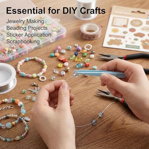 Zelphvt 12 Pcs Crafting Tweezers，4.5 Inch Straight Sticker Tweezers Jewelry Tweezer for DIY Baking Decoration Reptile Feeding Scrapbooking