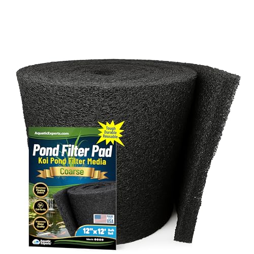 Aquatic Experts Classic Koi Pond Filter Pad COARSE – Bulk Roll Pond Filter Media, Rigid Ultra-Durable Latex Coated Fish Pond Filter Material US (12" x 12 Feet, Coarse (Black)) - size: 12" x 12 Feet