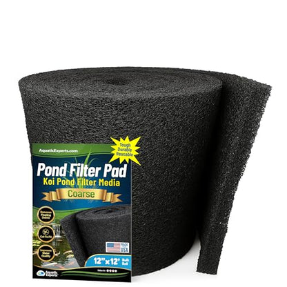 Aquatic Experts Classic Koi Pond Filter Pad COARSE – Bulk Roll Pond Filter Media, Rigid Ultra-Durable Latex Coated Fish Pond Filter Material US (12" x 12 Feet, Coarse (Black)) - size: 12" x 12 Feet