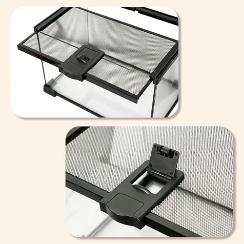 12x8x6 Reptile Enclosure, Glass Terrarium for Geckos, Lizards | Clear glass enclosure for leopard geckos, lizards, frogs, snails & isopods. Easy assembly with escape-proof locking lid.