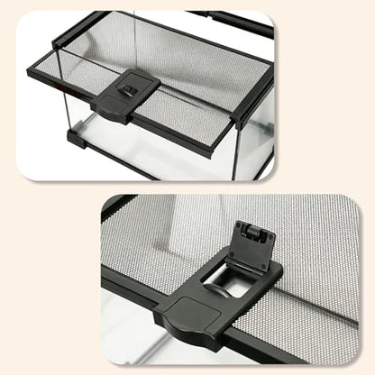 12x8x6 Reptile Enclosure, Glass Terrarium for Geckos, Lizards | Clear glass enclosure for leopard geckos, lizards, frogs, snails & isopods. Easy assembly with escape-proof locking lid.