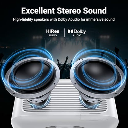 HAPPRUN 1500 ANSI Smart Outdoor Projector, Built-in Apps, 30W Dolby Audio | 4K Decoding,Auto Focus,10K+ Apps,Movie Projector with WiFi Bluetooth,Portable Indoor Proyector Compatible with Phone/TV Stick