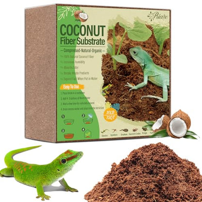 Riare 10 LB Natural Coconut Fiber Substrate, Coco Coir Reptile Substrate | Coconut Husk Reptile Bedding for Tortoises, Snakes, Geckos, Bearded Dragons & Hermit Crabs, Enclosures & Terrarium Setups - color: 1 Pack-10LBS