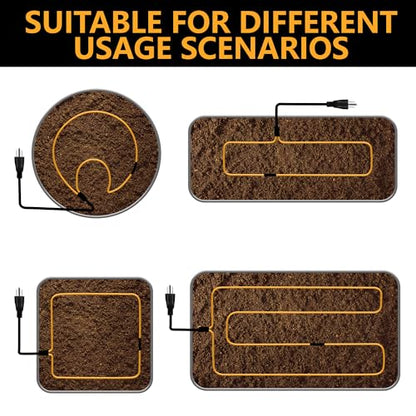 59 Ft Thermostatic Soil Heating Cable, Rubber Plant Soil Heater Cable | Heating Warming Cable with Thermostat and Ground Stake, Plant Soil Heater Cable for Winter Graden Greenhouse Seed Grow - color: 59 Ft