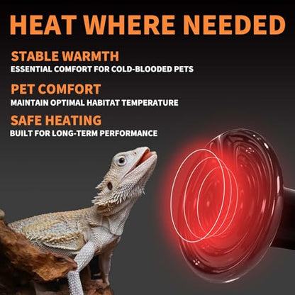 150W Reptile Heat Lamp(2 Packs)-Ceramic Heat Emitter for Reptiles Amphibian Pet Brooders Chicken Incubation, and Terrariums Turtle Lizard Bearded Dragon Snake E26 - size: 85-150W