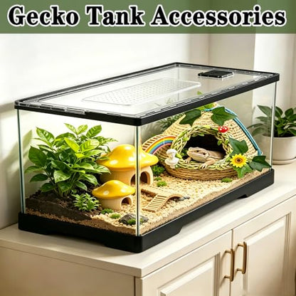 Reptiles Hide, Handcrafted,Reptile Cave Hideout Tank Accessories Decorations, Great for Reptiles, Amphibians, Snake，Leopard Gecko, Lizard